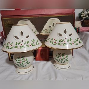 Lenox For the Holidays. Holiday pattern. Tea lights set of 2.